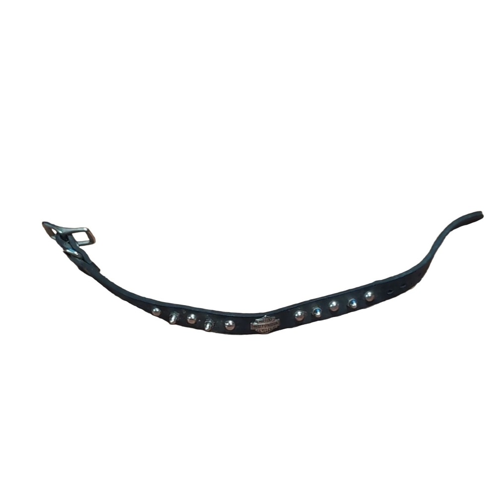Harley-Davidson Studded Leather Bracelet Black Sterling Silver Logo Biker Edgy